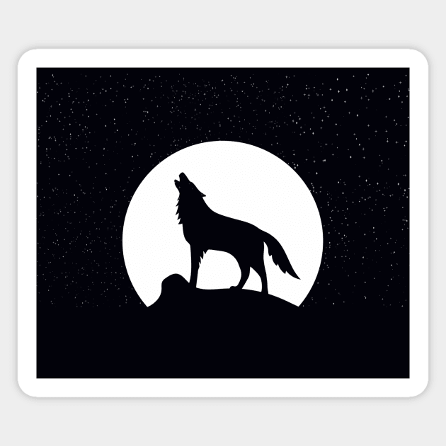 Wolf and Stars Sticker by Kyarwon